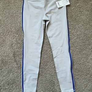 Athleta Ultra High Rise Elation Tight Gray with Blue Stripe size M